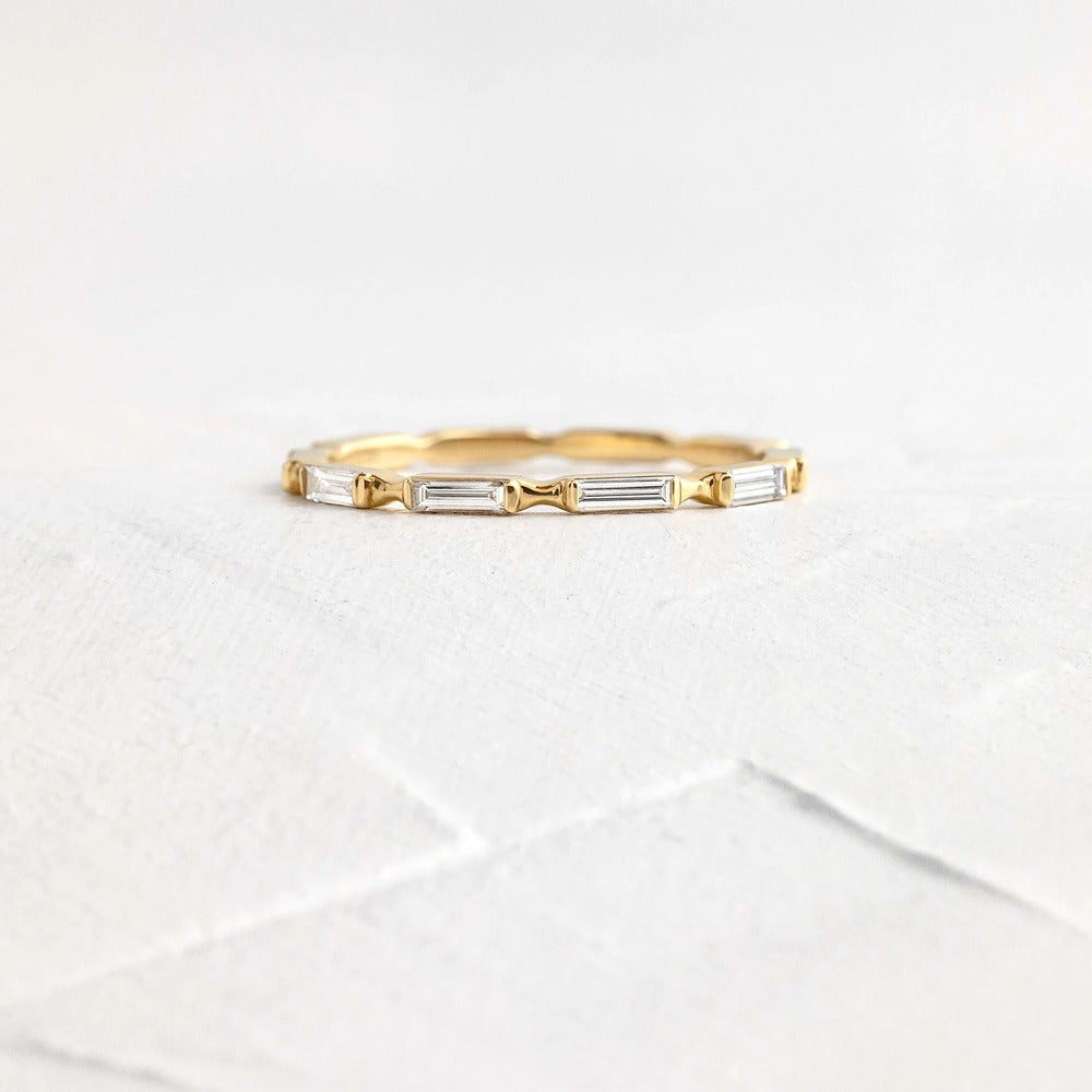 D Color Moissanite Baguette Full Eternity Wedding Band