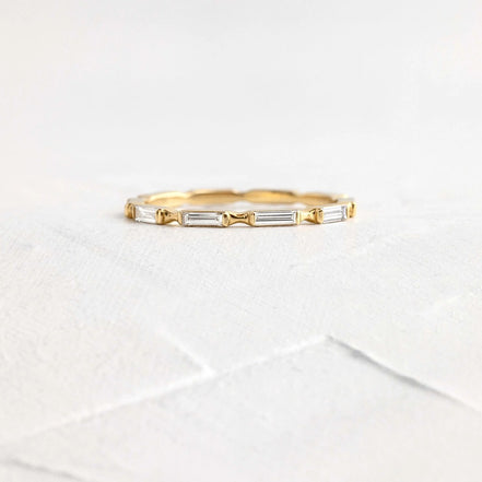 D Color Moissanite Baguette Full Eternity Wedding Band