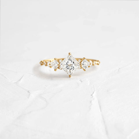 Moissanite Princess Cut Art Deco Engagement Ring