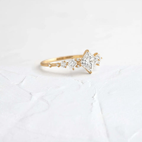 Moissanite Princess Cut Art Deco Engagement Ring
