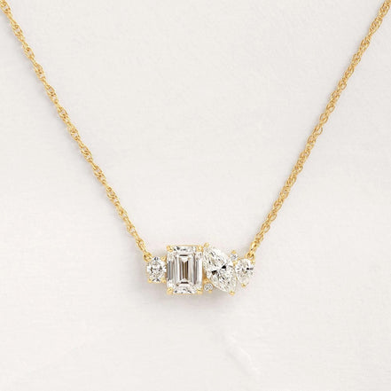 Emerald & Marquise Cut Cluster Moissanite Pendant