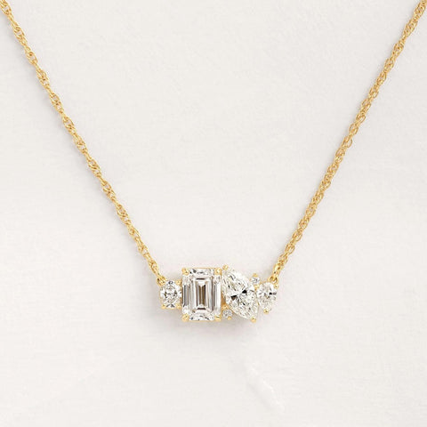 Emerald & Marquise Cut Cluster Moissanite Pendant