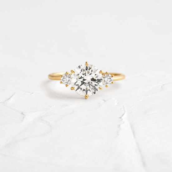 Round Cut Three Stone Moissanite Engagement Ring