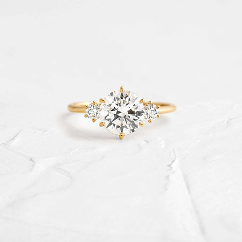 Round Cut Three Stone Moissanite Engagement Ring