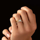 Round Cut Three Stone Moissanite Engagement Ring