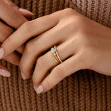 Round Cut Three Stone Moissanite Engagement Ring