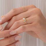 Round Cut Unique Moissanite Engagement Ring