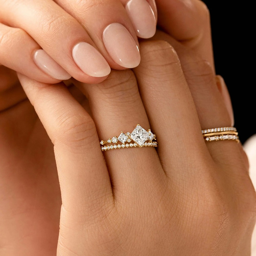 Moissanite Princess Cut Art Deco Engagement Ring