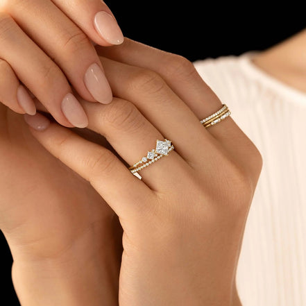 Moissanite Princess Cut Art Deco Engagement Ring