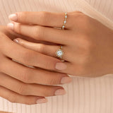 Moissanite Floral Halo Round Cut Engagement Ring