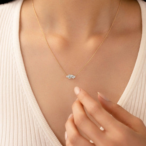 Emerald & Marquise Cut Cluster Moissanite Pendant
