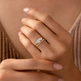 Emerald & Marquise Cut Cluster Moissanite Engagement Ring