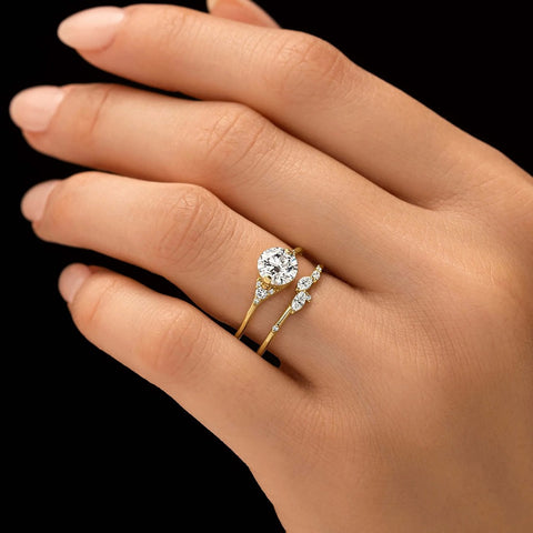 Moissanite Marquise & Round Cut Unique Band For Women