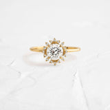 Moissanite Floral Halo Round Cut Engagement Ring
