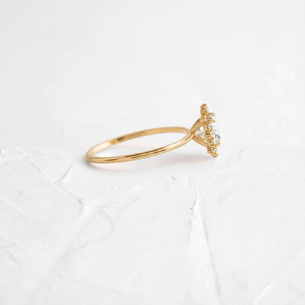 Moissanite Floral Halo Round Cut Engagement Ring