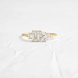 Emerald & Marquise Cut Cluster Moissanite Engagement Ring