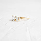 Emerald & Marquise Cut Cluster Moissanite Engagement Ring