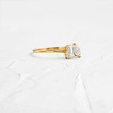 Two Stone Moissanite Emerald And Marquise Cut Wedding Ring