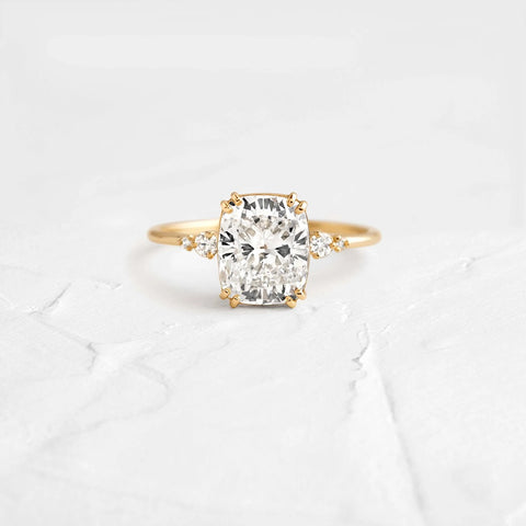 VVS1 Cushion Cut Five Stone Moissanite Proposal Ring