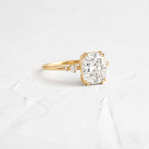 VVS1 Cushion Cut Five Stone Moissanite Proposal Ring