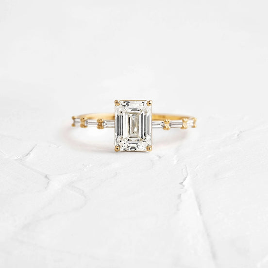 Emerald Cut D Color Moissanite Engagement Ring
