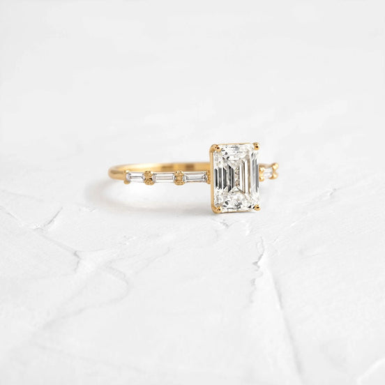 Emerald Cut D Color Moissanite Engagement Ring