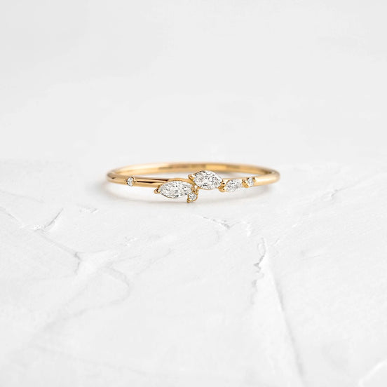 Moissanite Marquise & Round Cut Unique Band For Women