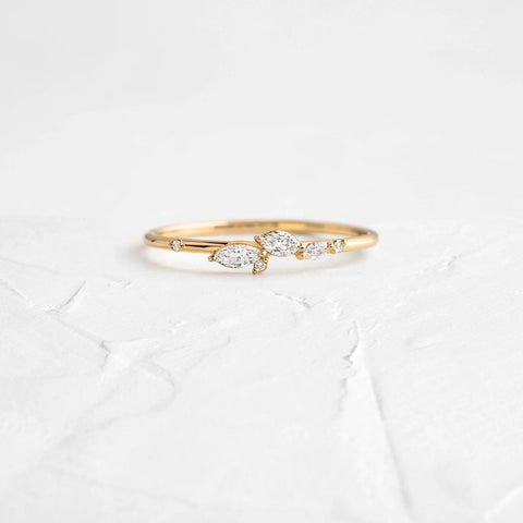 Moissanite Marquise & Round Cut Unique Band For Women