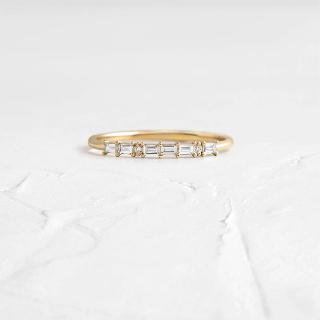 Moissanite D Color Round & Emerald Cut Half Eternity Band