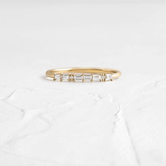 Moissanite D Color Round & Emerald Cut Half Eternity Band