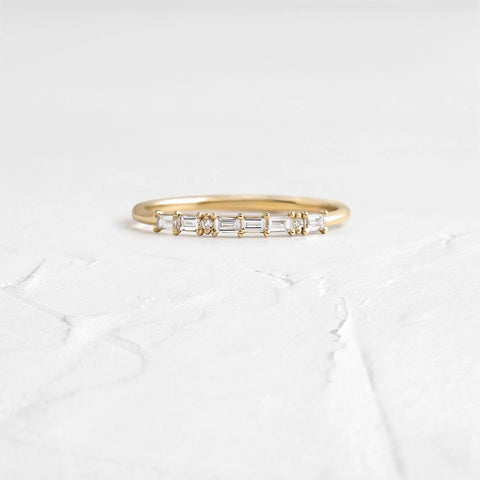 Moissanite D Color Round & Emerald Cut Half Eternity Band