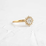 Round Cut Floral Halo Moissanite Engagement Ring