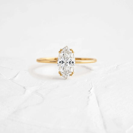 Marquise Cut Moissanite Solitaire Engagement Ring