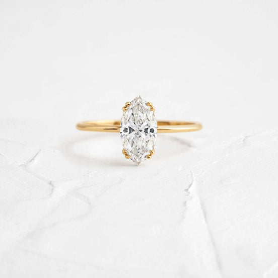 Marquise Cut Moissanite Solitaire Engagement Ring