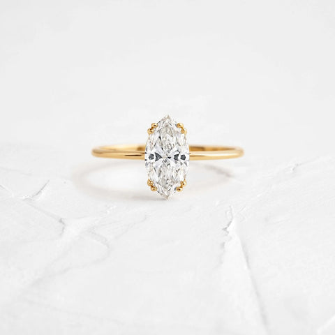 Marquise Cut Moissanite Solitaire Engagement Ring