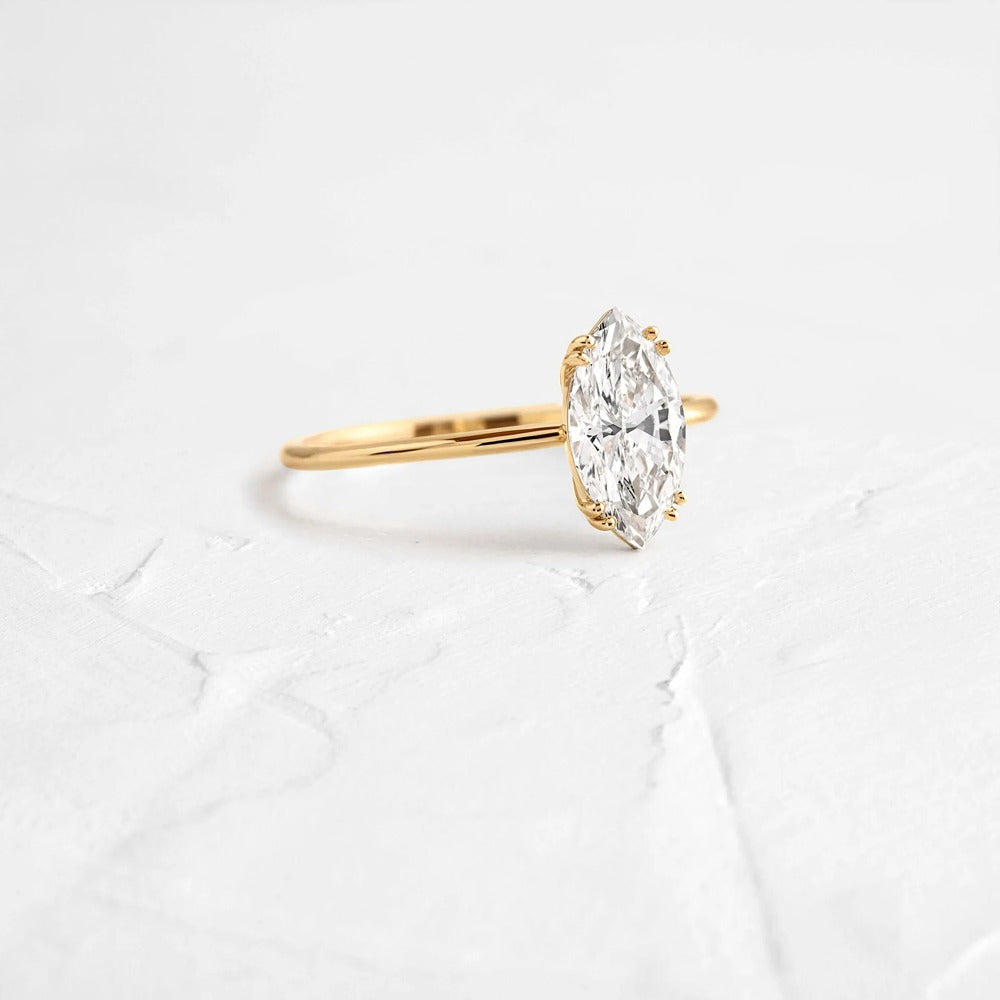 Marquise Cut Moissanite Solitaire Engagement Ring