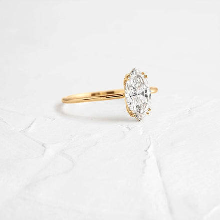 Marquise Cut Moissanite Solitaire Engagement Ring