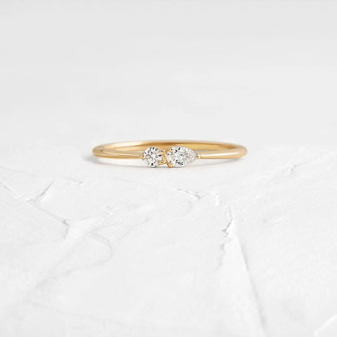 Pear & Round Moissanite Wedding Band For Women