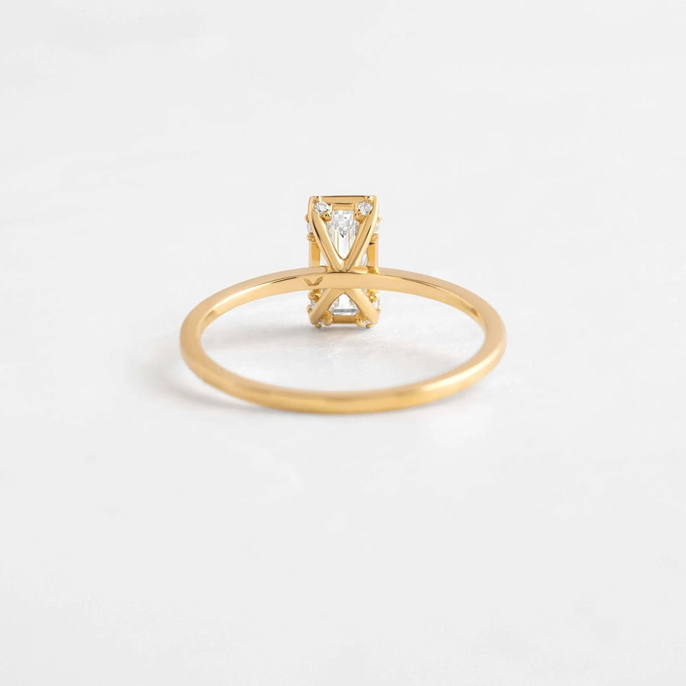 VVS1 Moissanite Baguette Cut Hidden Accent Engagement Ring