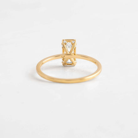VVS1 Moissanite Baguette Cut Hidden Accent Engagement Ring