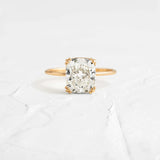 Cushion Cut Moissanite Solitaire Engagement Ring
