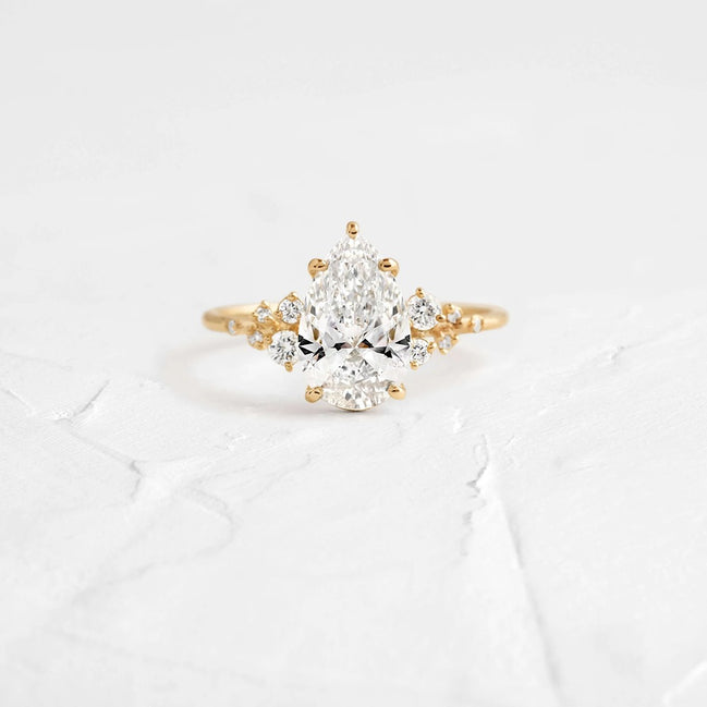 Pear Cut Unique Moissanite Wedding Ring