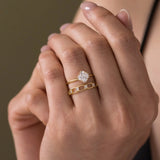 Round Cut Halo Moissanite Engagement Ring