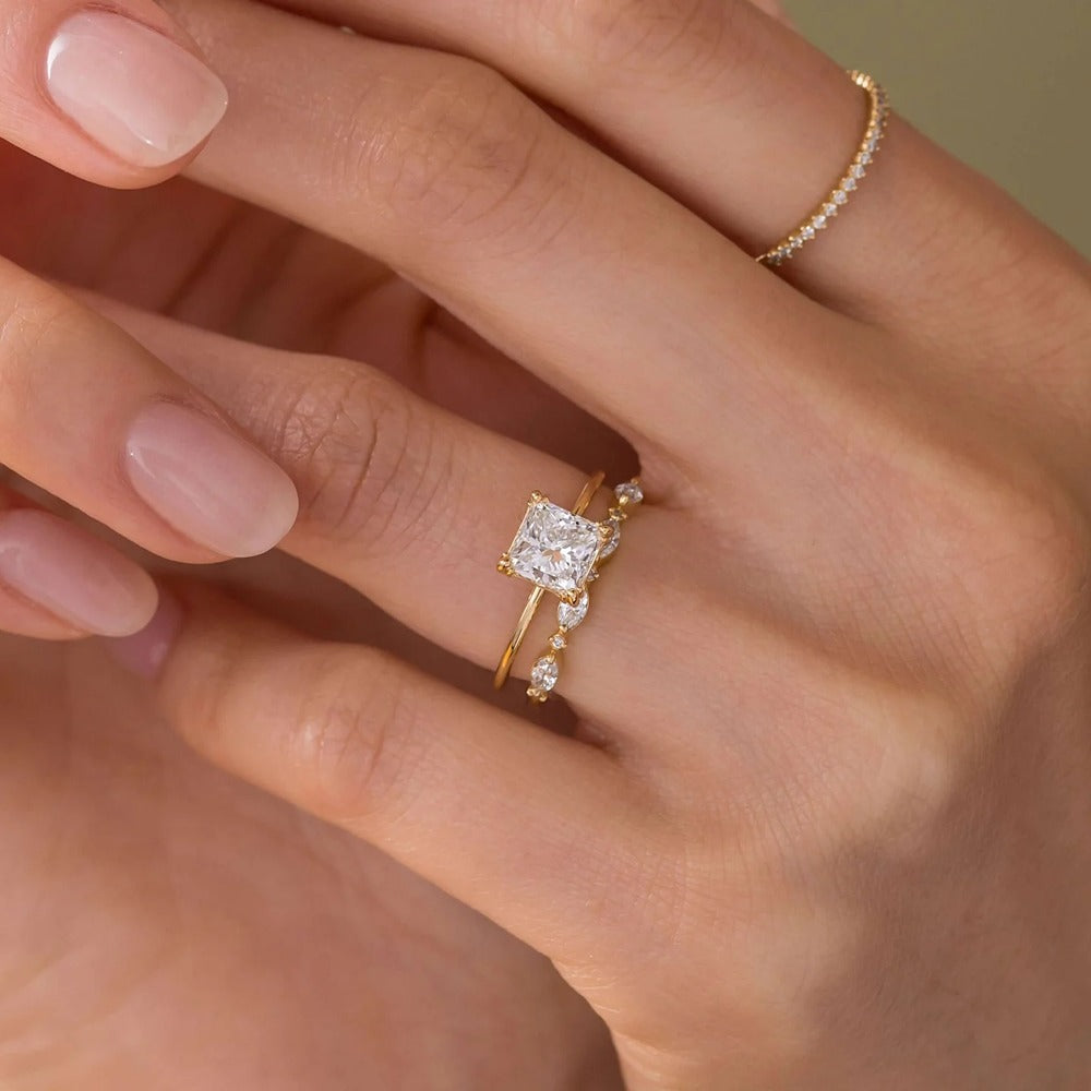Moissanite Princess Cut Solitaire Engagement Ring