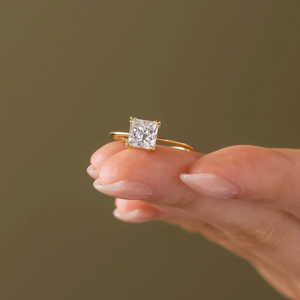 Moissanite Princess Cut Solitaire Engagement Ring