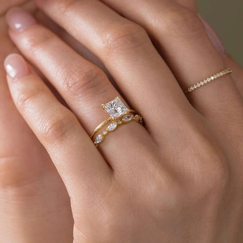 Moissanite Princess Cut Solitaire Engagement Ring
