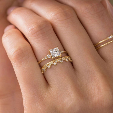Moissanite VVS1 Princess Cut Five Stone Engagement Ring