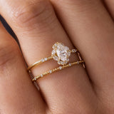 Moissanite Marquise Cut Floral Halo Engagement Ring
