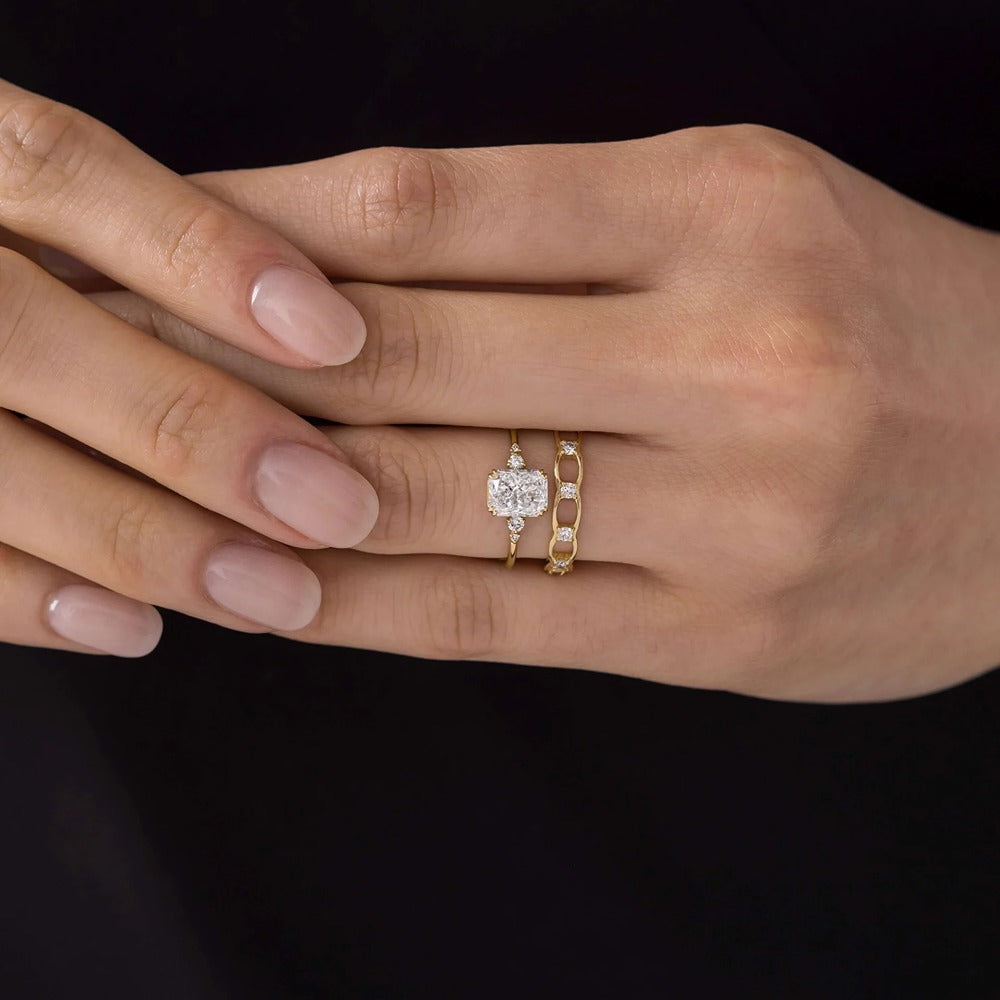 Radiant Cut Five Stone Moissanite Engagement Ring