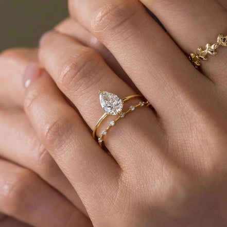 D Color Solitaire Pear Cut Moissanite Ring Gift For Her